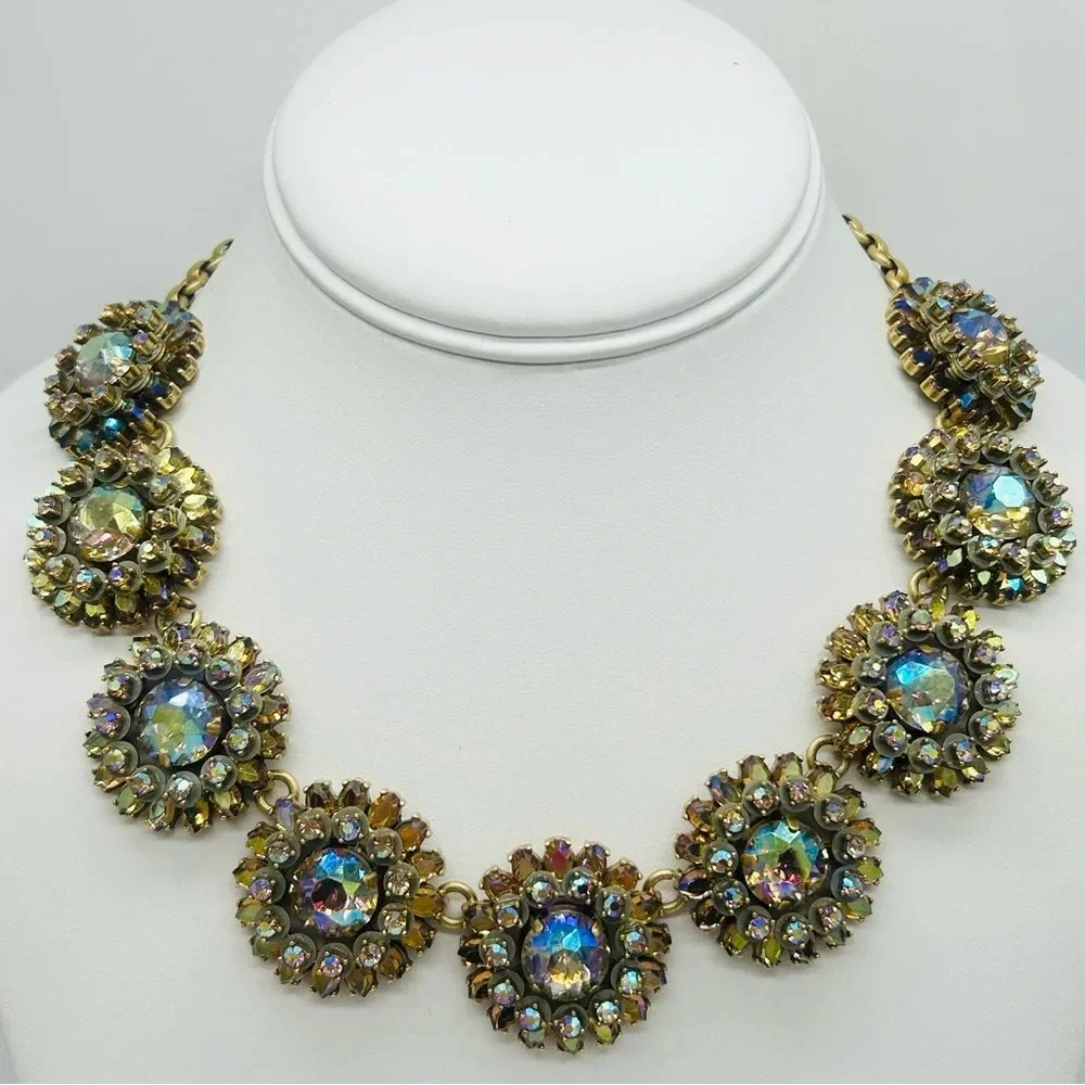 J. Crew Aurora Borealis Jeweled Clusters Necklace